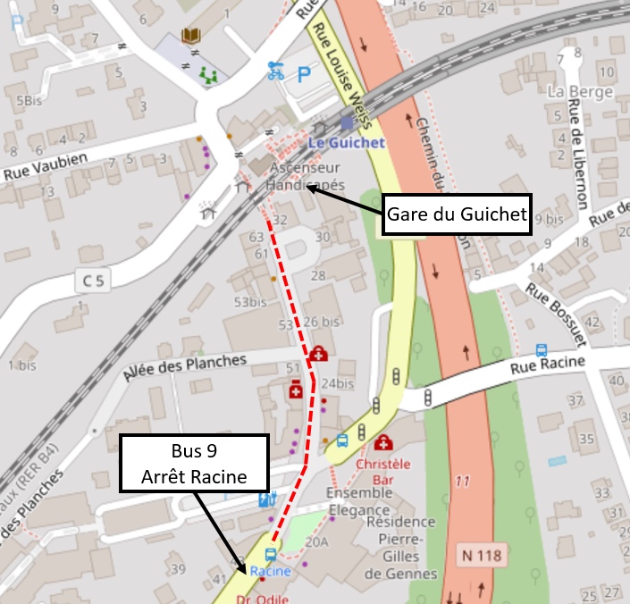 trajet Le Guichet - Racine