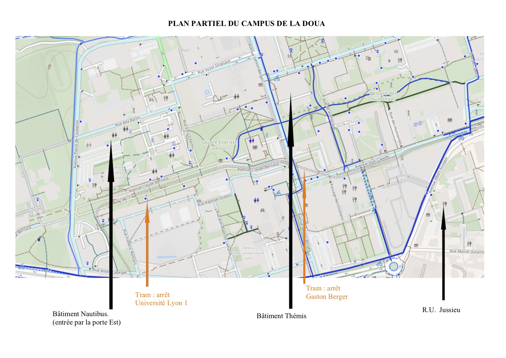 Plan partiel du campus de la Doua